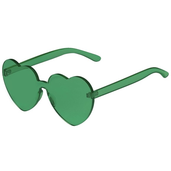✨THE AND! MONEY GREEN Y2K RIMLESS HEART SUN GLASSES ✨ - Picture 2 of 8